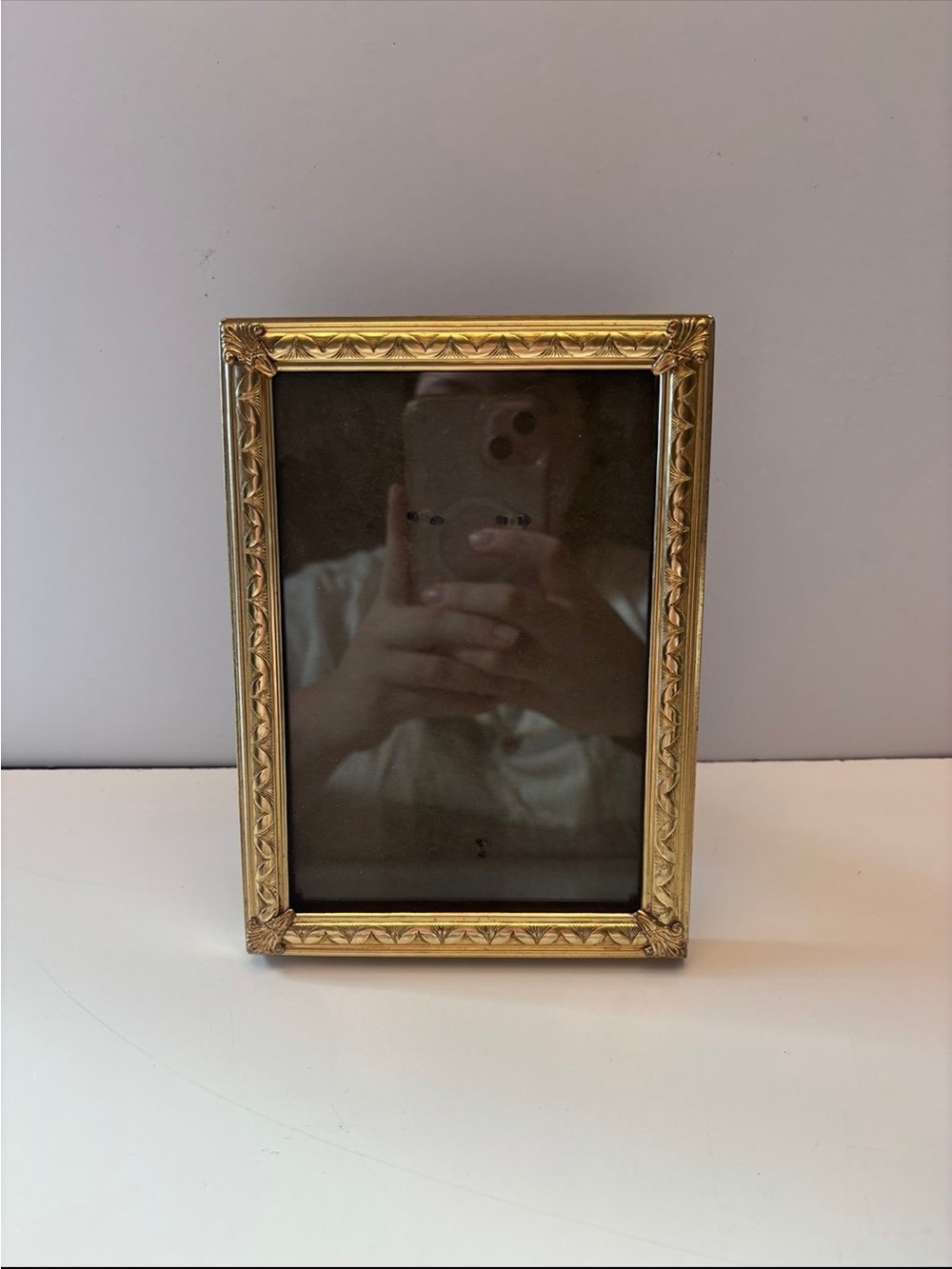 Vintage ornate, gold-toned rectangular picture fram
